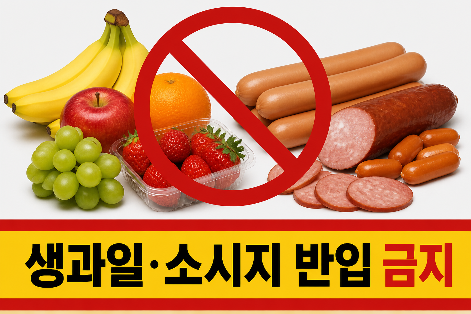 생과일·소시지 반입 금지 안내 이미지