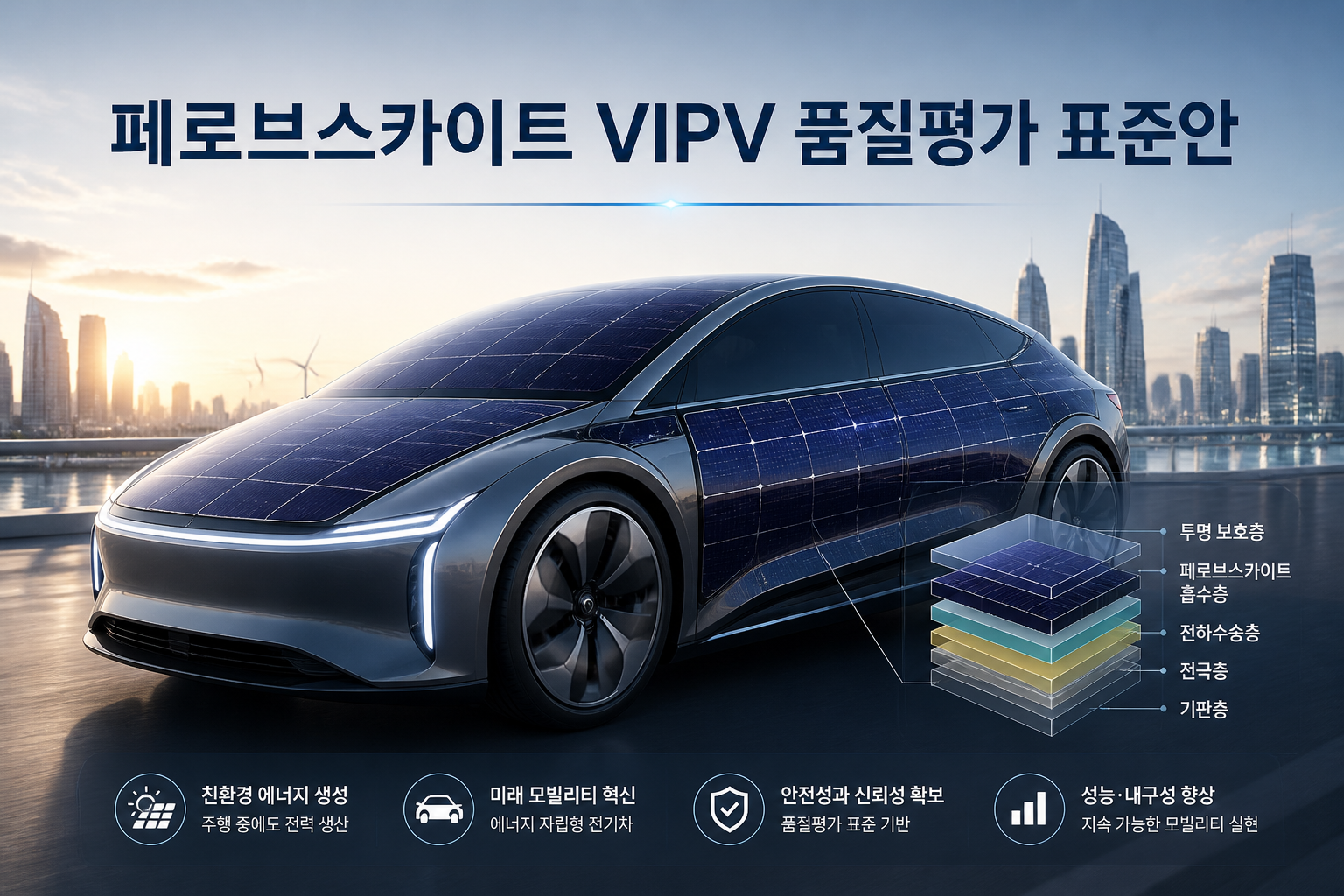 미래 모빌리티와 페로브스카이트 VIPV를 표현한 이미지