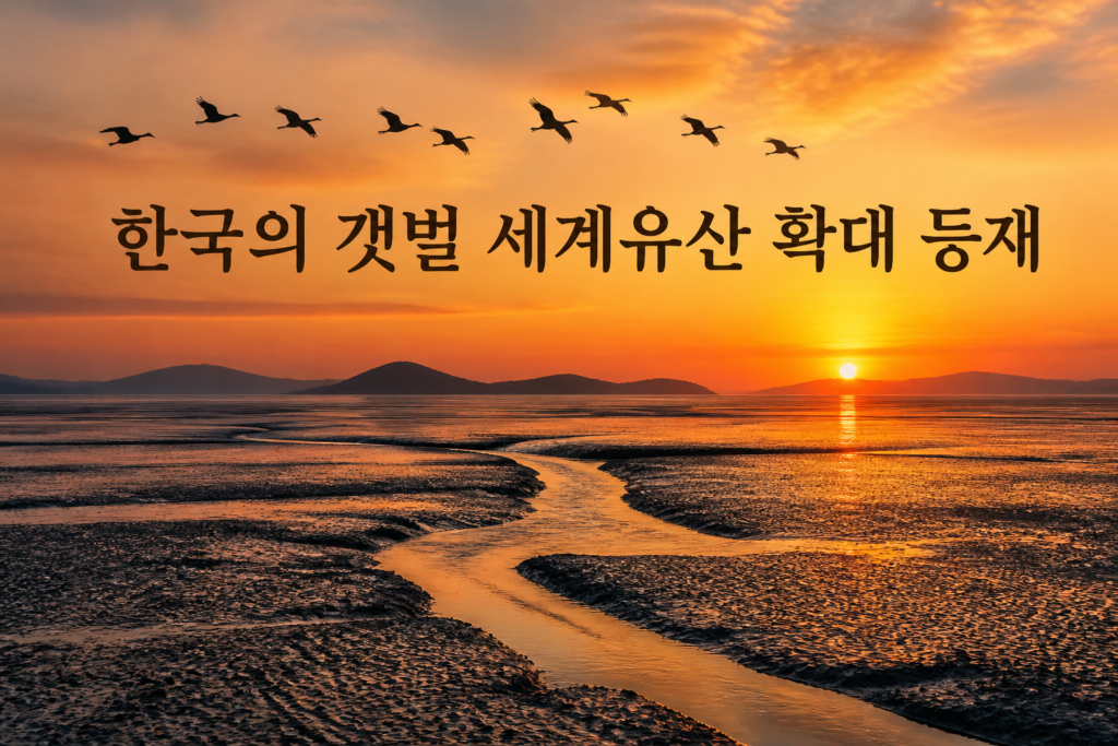 광활한 갯벌과 철새가 보이는 한국의 갯벌 세계유산 확대 이미지
