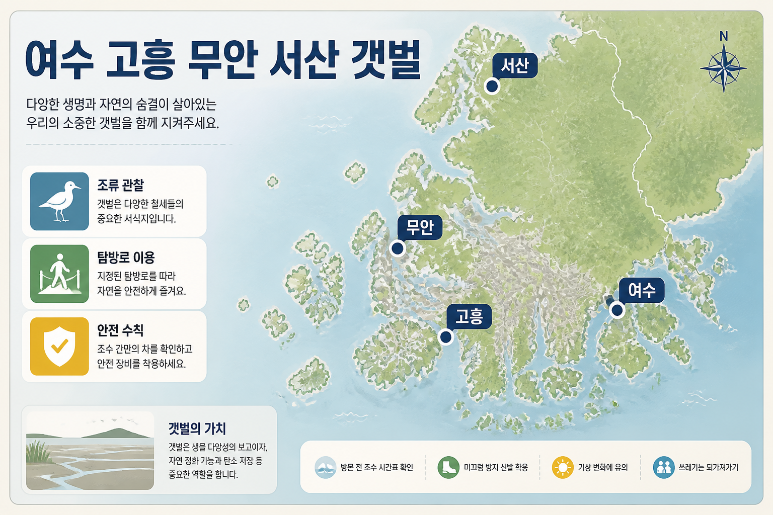 여수 고흥 무안 서산 갯벌 위치를 표시한 지도 스타일 정보 이미지