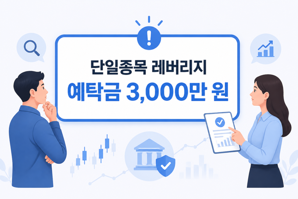 단일종목 레버리지 예탁금 3,000만 원 안내 인포그래픽
