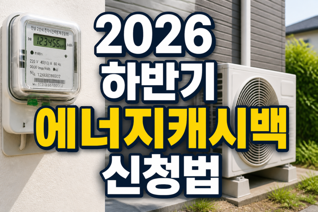 전기계량기와 에어컨을 배경으로 한 2026 하반기 에너지캐시백 신청법 대표 이미지