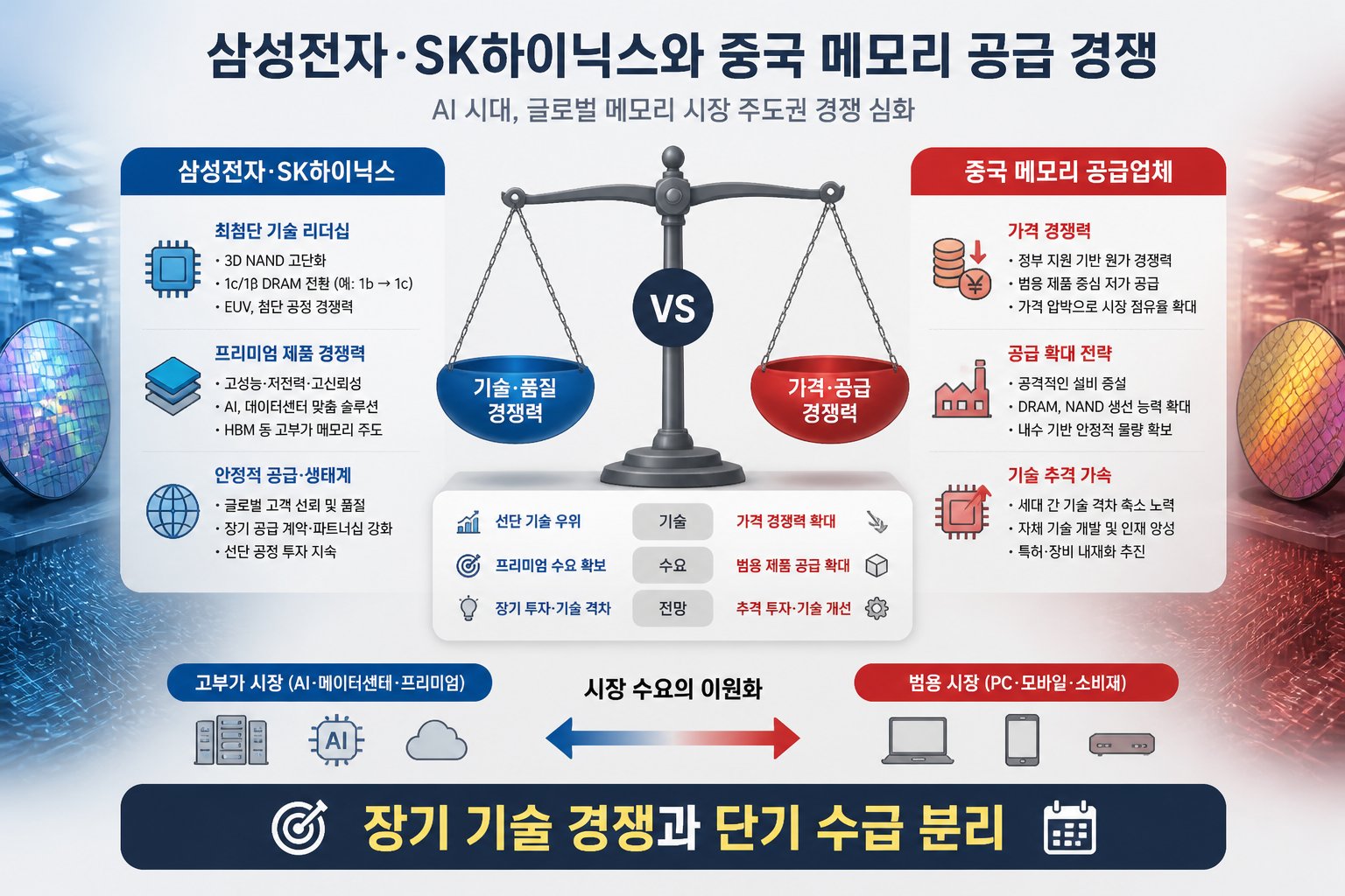 삼성전자·SK하이닉스와 중국 메모리 경쟁을 설명하는 인포그래픽 이미지