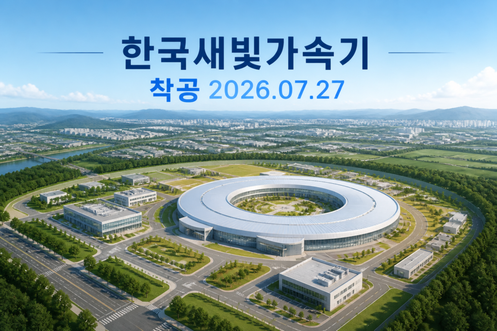 한국새빛가속기 착공 조감도와 날짜가 표시된 이미지