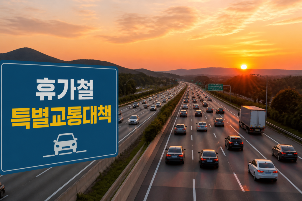 고속도로 차량 흐름과 휴가철 특별교통대책 문구