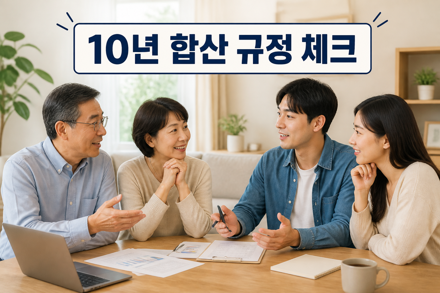 가족이 모여 10년 합산 규정을 이야기하는 장면