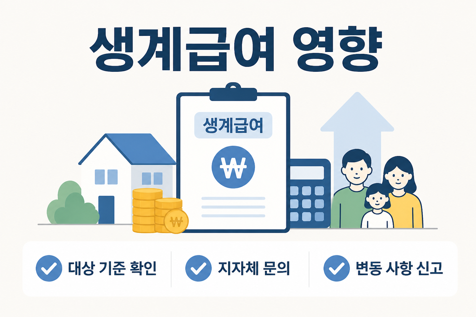 생계급여 영향과 확인 항목을 표시한 체크리스트형 정보 이미지