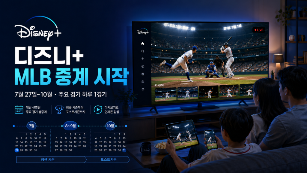 디즈니플러스 MLB 중계 일정과 시청 방법을 보여주는 대표 이미지