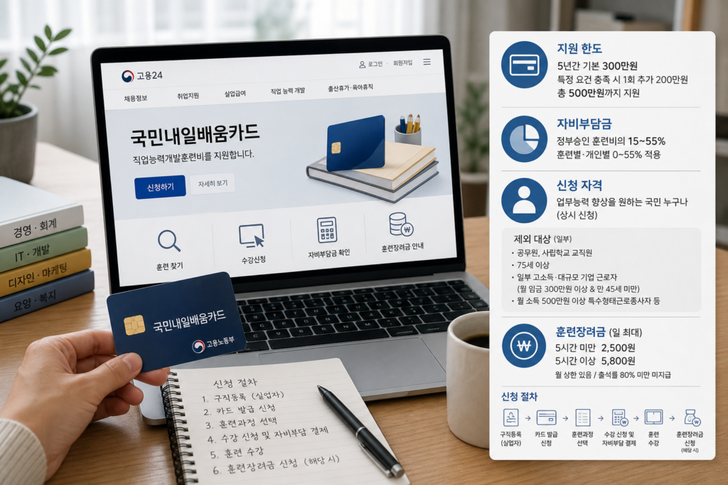 국민내일배움카드: 신청자격·지원금·자비부담금 실전 가이드