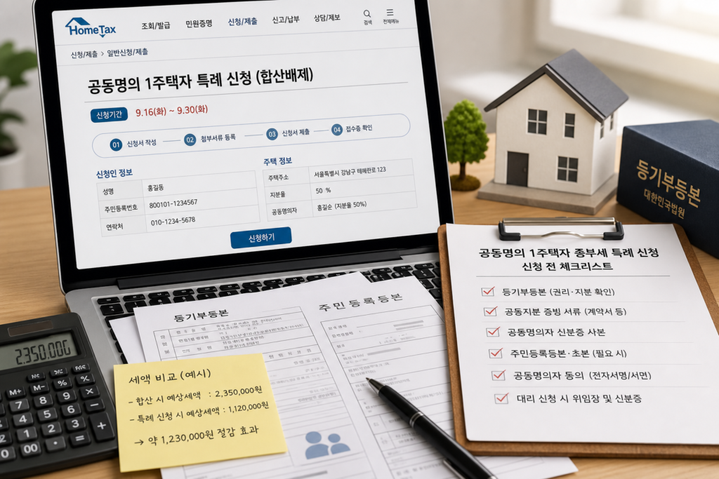 공동명의 1주택자 종부세(합산배제) — 9월 16~30일 특례 신청, 지금 당장 해야 할 것과 실제 절차