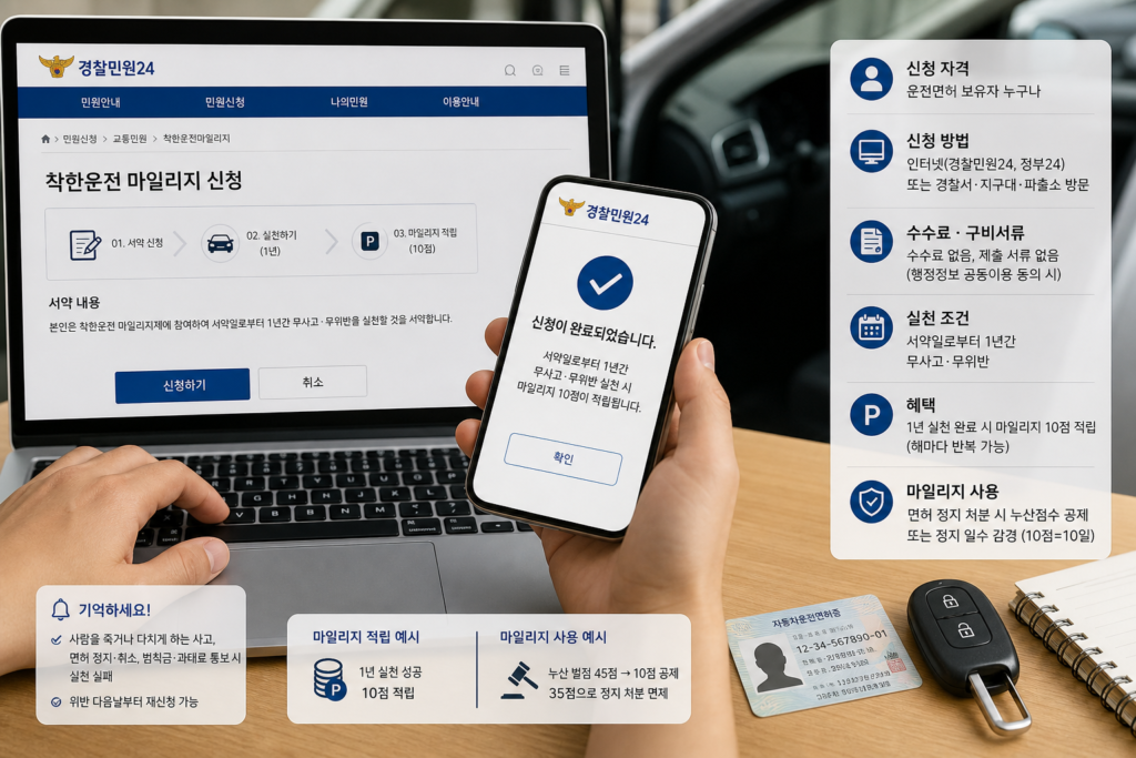 착한운전 마일리지: 온라인 신청부터 10점 사용까지 한 번에 정리한 실전 가이드