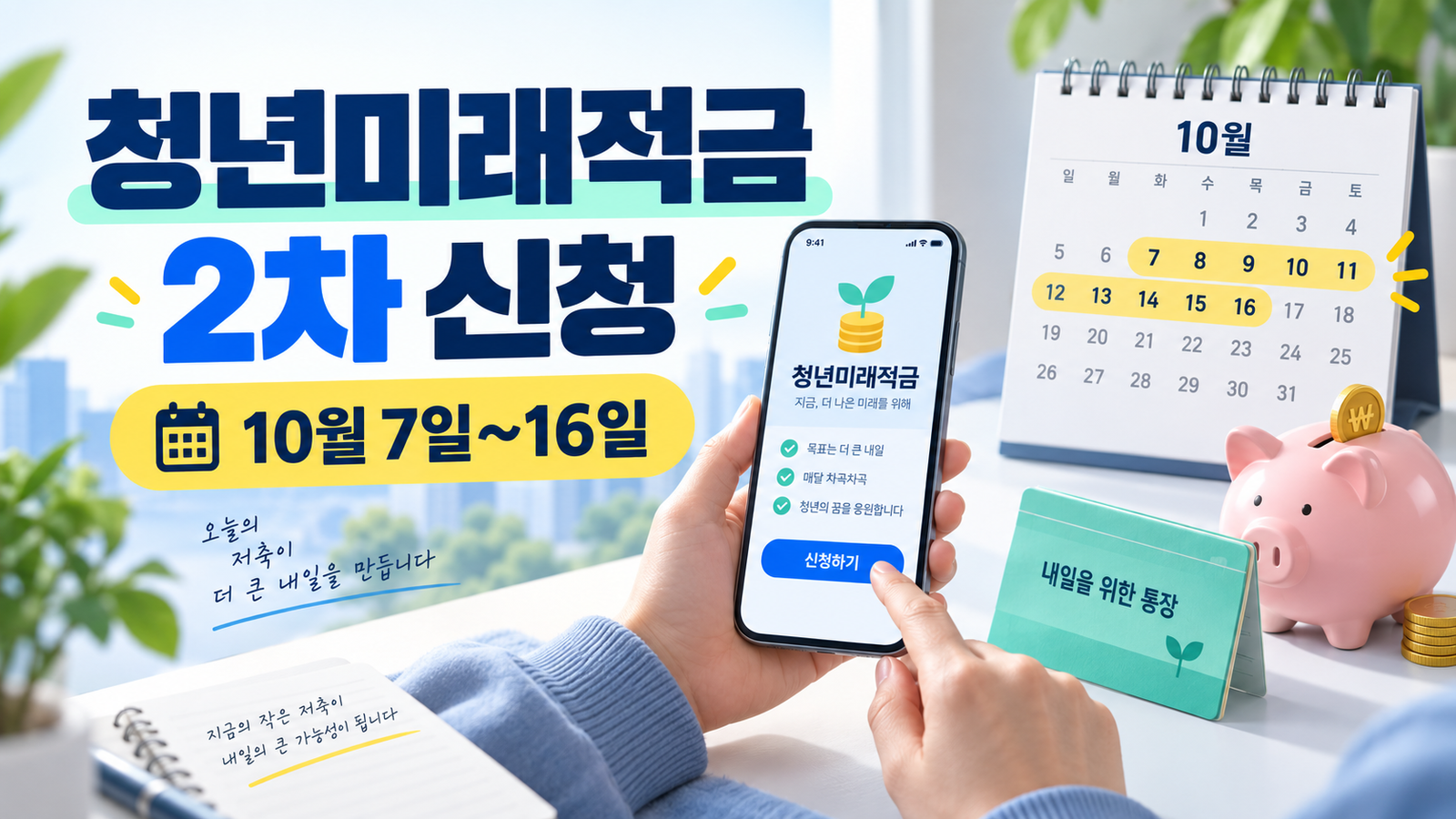 청년미래적금 2차 신청: 10월 7일 홀짝제·조건·갈아타기
