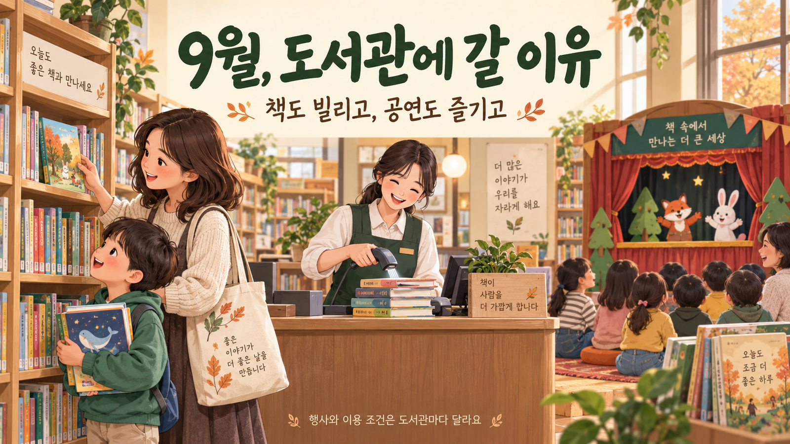 2026년 9월 독서의 달, 도서관 대출 두 배·주말 공연 어디서 즐길까
