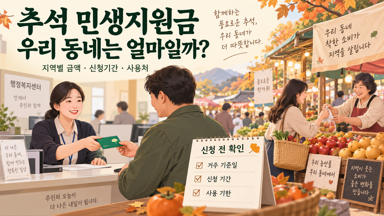 2026 추석 민생지원금, 어디서 얼마나 받나요? 5개 지역 신청방법 비교