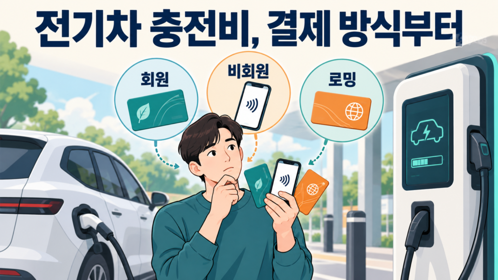 전기차 충전비, 결제 방식부터 — AI 생성 설명용 일러스트
