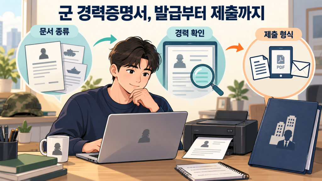 군 경력증명서, 발급부터 제출까지 — AI 생성 설명용 일러스트
